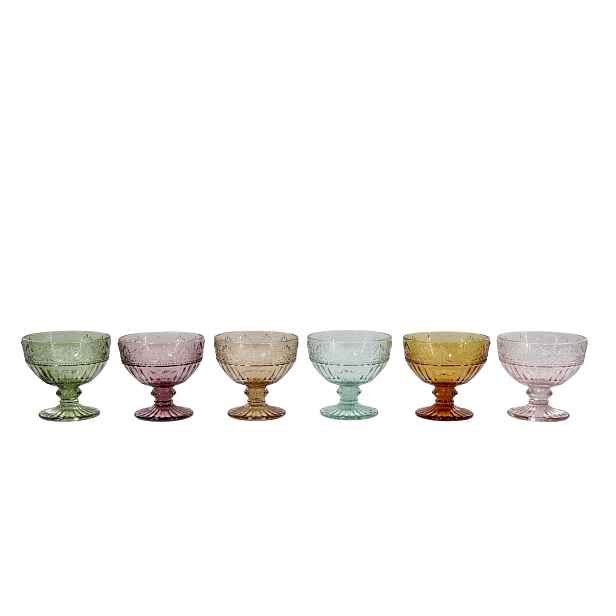 Set 6ks barevných misek na noze Saint-Émilion - Ø 10,5*10 cm / 260ml Chic Antique