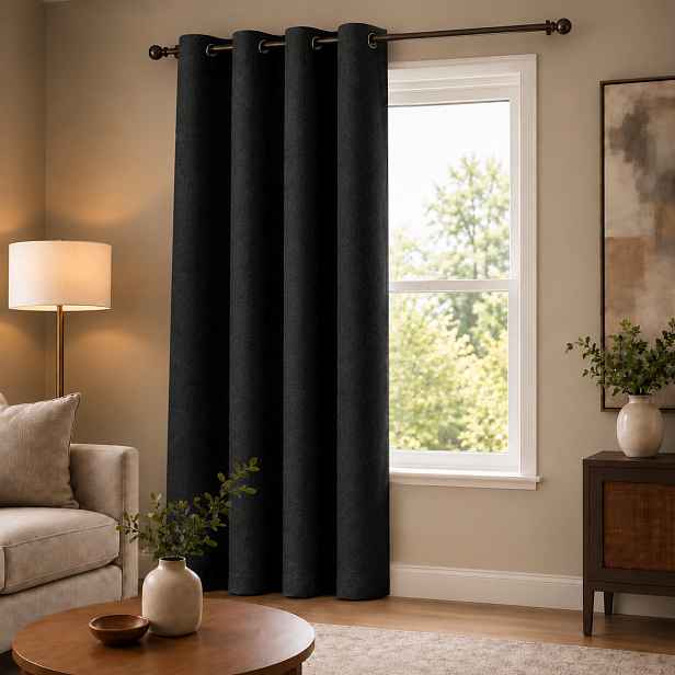 100% zatemňující závěs SUPER BLACKOUT černý 039 s kroužky 140×250 cm
