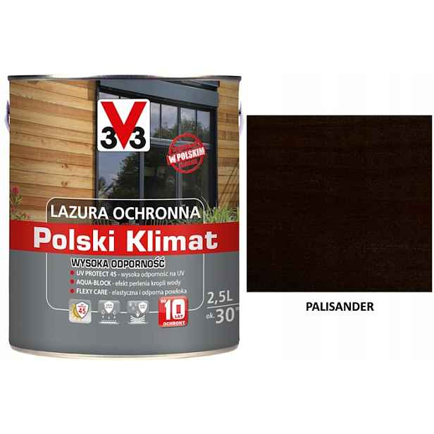 Lazura V33 Polský Klima 10 let 2,5 L odolný Palisander satén