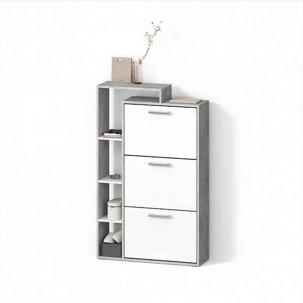 Livinity® BOTNÍK Ortello Bílá/beton 80 x 128.3 cm se 3 přihrádkami
