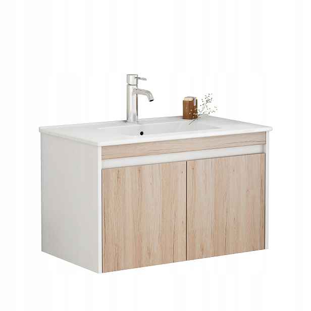 Závěsná skříňka pod umyvadlo Houseland Morvia 80 cm dub/bílá