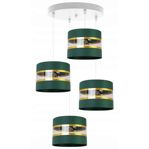 Závěsná Stropní Lampa Lustr Glamour, Moderní Stínidlo, Zlaté Pruhy
