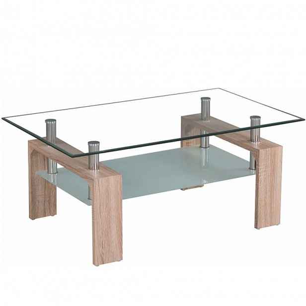 LIBOR konferenční stolek, sklo/dub sonoma