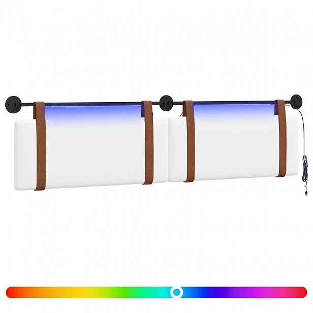 vidaXL Závěsné čelo postele S LED osvětlením Bílá Antický PU