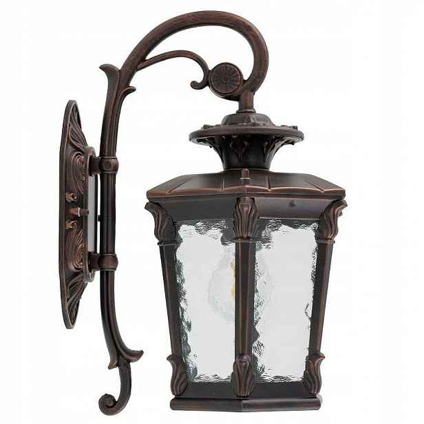 Nástěnné venkovní nástěnné svítidlo Amur Černé zlaté skleněné stínítko 1xE27 IP23