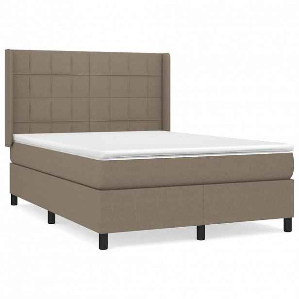 vidaXL Box spring postel s matrací taupe 140x200 cm textil