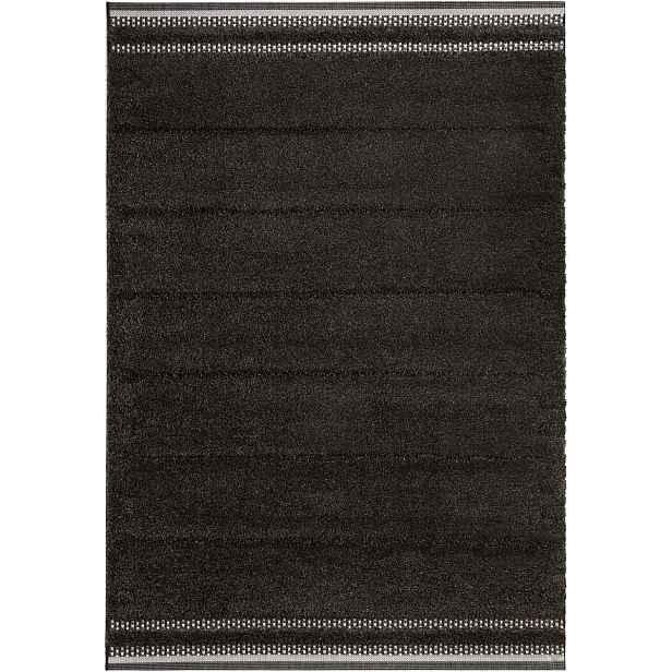 Antracitový hrubý koberec typu shaggy do obývacího pokoje, vzor boho 200 x 290 cm