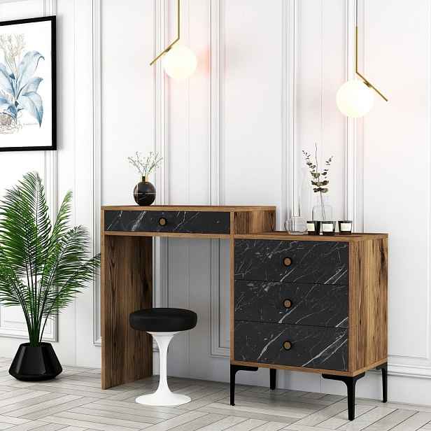 Toaletní stolek Lizbon 555 - Walnut, Black