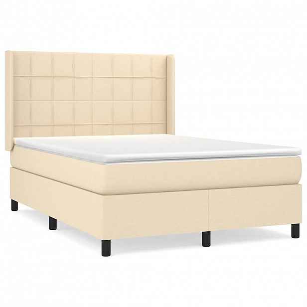 vidaXL Box spring postel s matrací krémová 140x200 cm textil