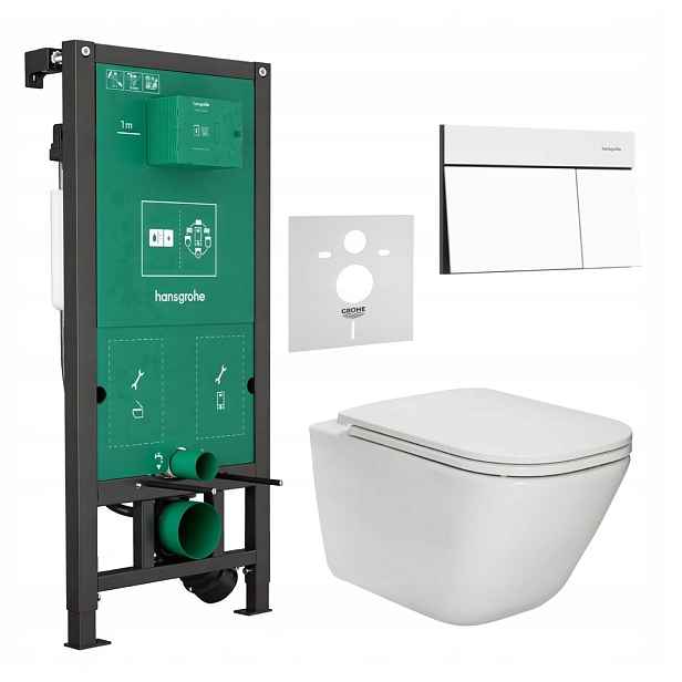 7v1 Wc Set Stelaz Hansgrohe iFrame Wc mísa Rim Roca Gap+TLAČÍTKO