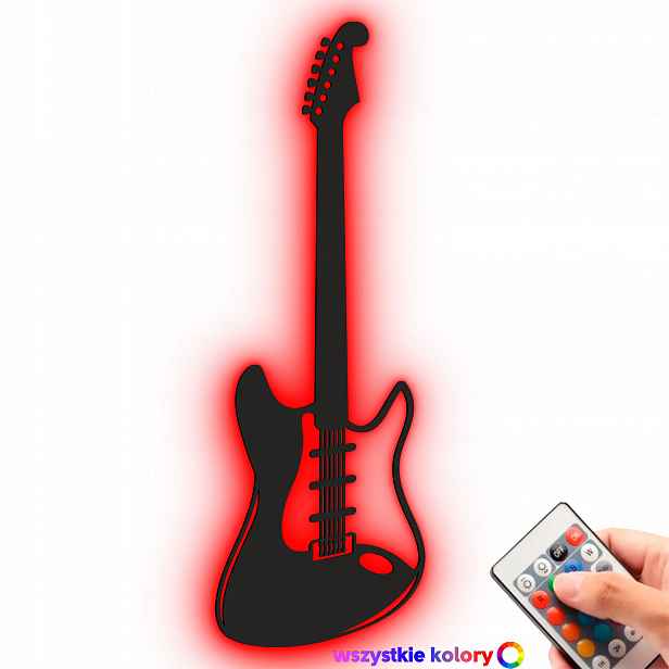 Dřevěný obraz 3D kytara Nástěnná Dekorace Dárek noční lampa Led
