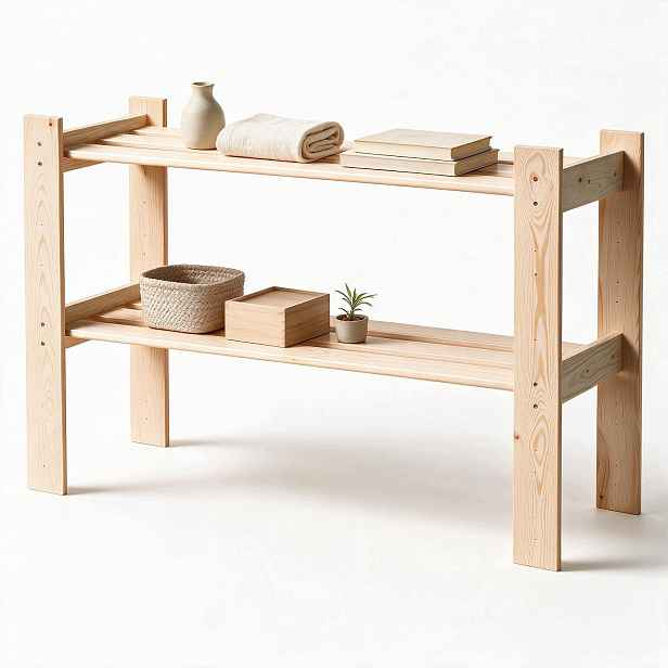 Dřevěný regál do spíže 59,2x100x25,7 cm z masivního dřeva Leo