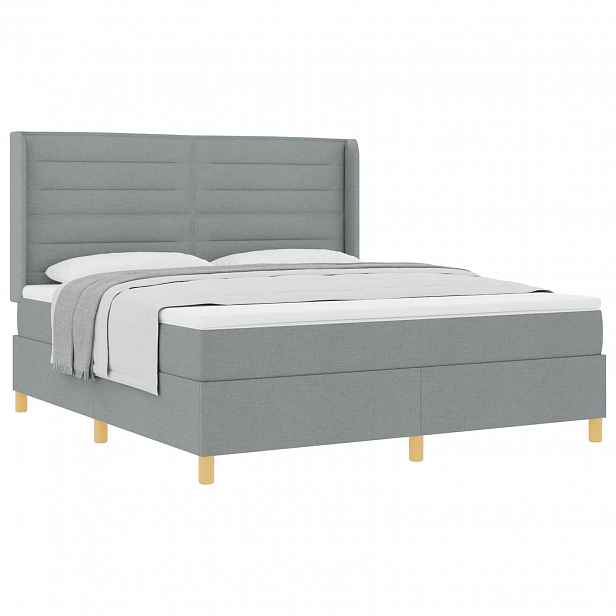 vidaXL Postel s boxspringem s matrací Světle šedá 180 x 200 cm textil