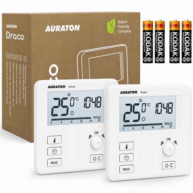 Kabelový Ovladač Regulátoru Teploty Pokojový Termostat Auraton 2 ks