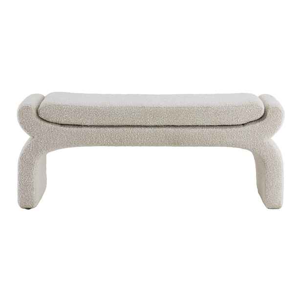 Krémová lavice z textilie bouclé Nafya – Light & Living