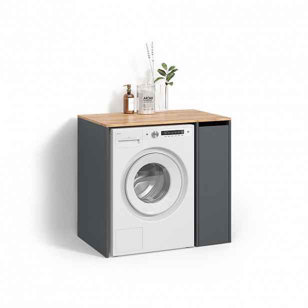 Livinity® SKŘÍŇKA NA PRAČKU Paolina Antracit/zlatý dub 93.6 x 88.2 cm s přihrádkami a dveřmi