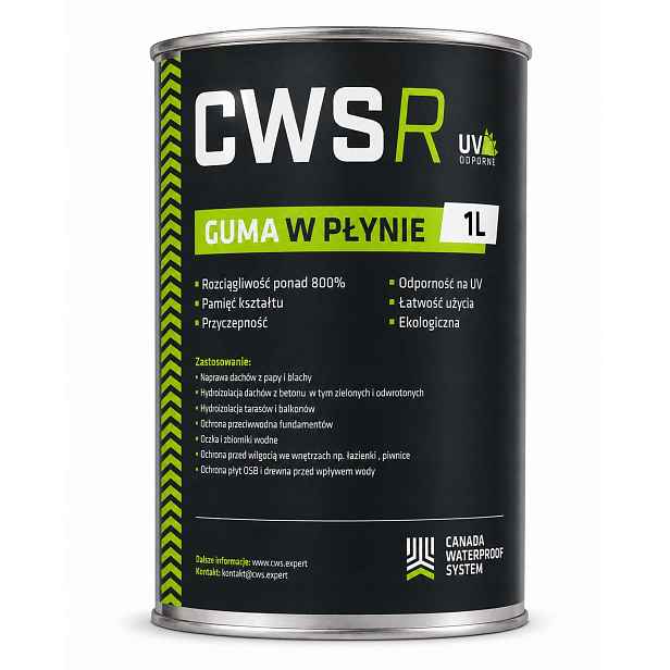 Tekutá Uv guma kanadský voděodolný systém Cwsr 1L Fólie, izolace střech