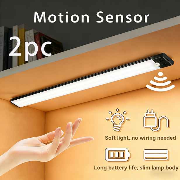 TEMU 2 ks Ultra tenké LED světlo s pohybovým senzorem, 3 barvy stmívatelné, pohybový senzor a režim stabilního svícení, přenosné bezdrátové noční