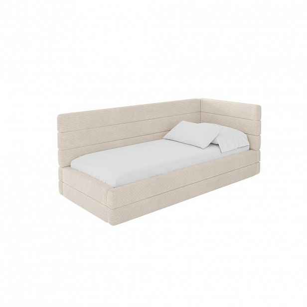 ALTDECOR JEDNOLŮŽKOVÁ POSTEL pro mládež s úložným prostorem a matrací H3/H4, vlevo - BEMY 80x200 béžová