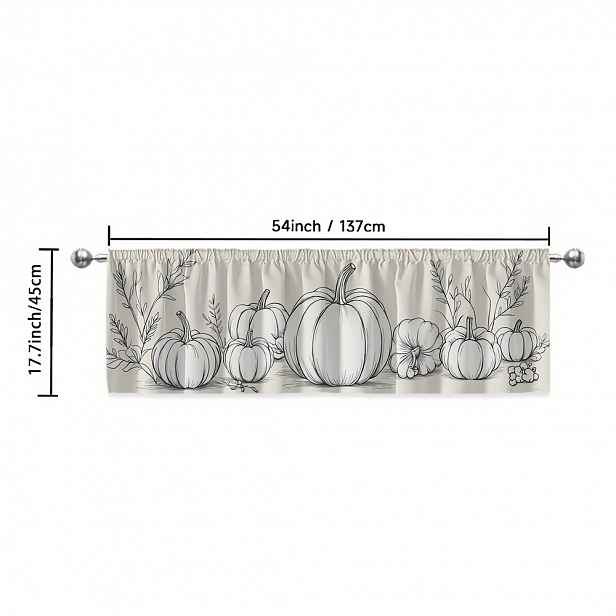 TEMU 2D Ploché, 1 ks, 2D Plochý Tisk Děkovací Sklizeň Závěsy, Podzimní Dýně Javorový List Akvarel, 100% Polyester (bez tyče), Vhodné do Kuchyně,