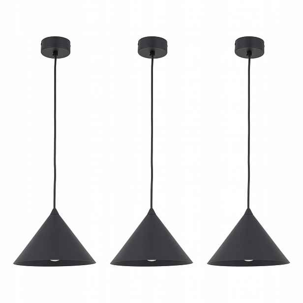 Tk Lighting Sada 3x Závěsná lampa Cono Black 10058