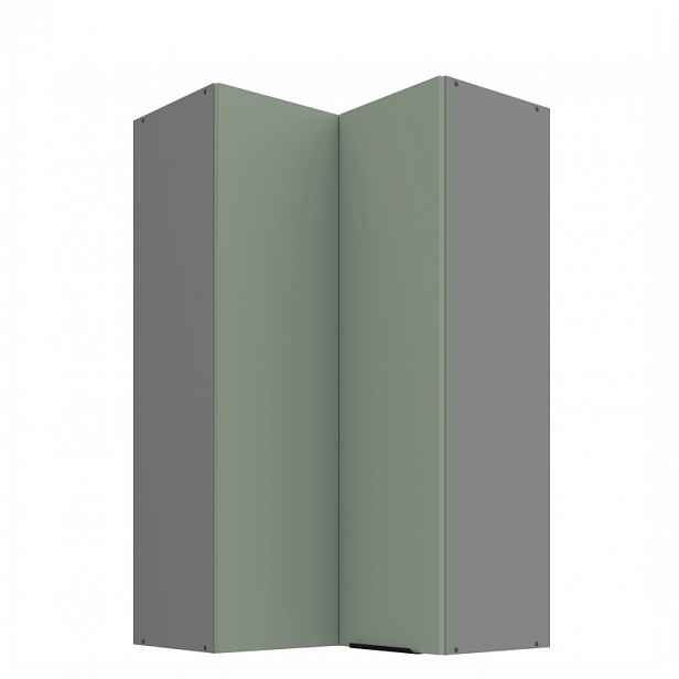 Vysoká horní rohová skříňka LUNARA 2 - 60x60 cm, zelená / antracit