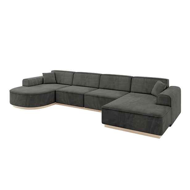 ALTDECOR SEDACÍ SOUPRAVA ve tvaru U ARRIO-U2 388x171x83 Tmavě šedá Velur