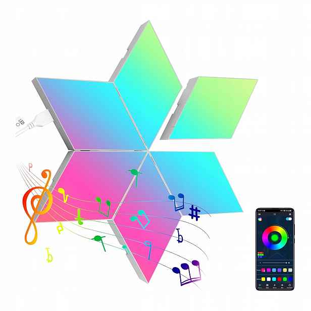 Led Nástěnná Lampa Rgb Panel Romb Modulární Sada 6 Ks Dekorace