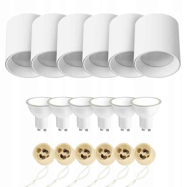 6x Horoz Stropní nástěnné svítidlo Tuba Salsa-xl Bílá GU10 6W 4200K