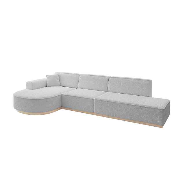 ALTDECOR ROHOVÁ SEDAČKA s otomanem, levá ARRIO-L2 328x171x83 Světle šedá Buklé