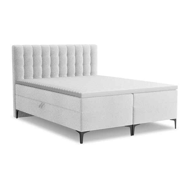 Boxspring postel s úložným prostorem 180x200 cm ve stříbrné barvě Puhala – Makamii
