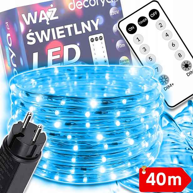 Led Venkovní Světelná Hadička S Lampičkou, Studená, 40 M, Svítící, Voděodolná, IP67