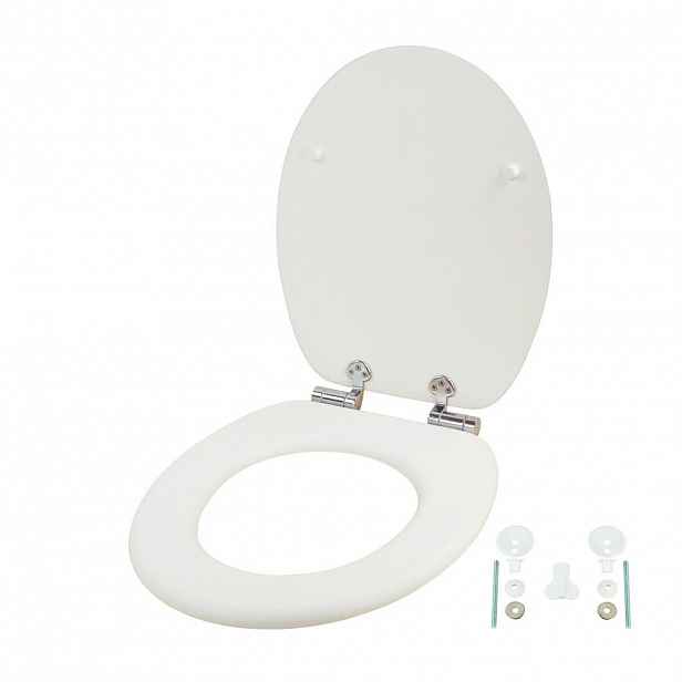 Relaxdays WC-SEDÁTKO Bílé MDF tiché sklápění oválné 37,5 cm