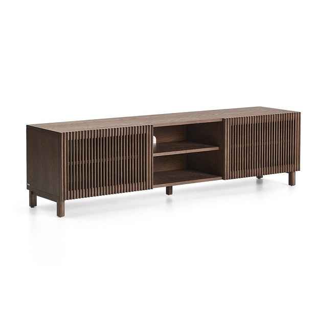 Tmavě hnědý TV stolek v dekoru ořechu 180x49,5x42,5 cm Beyla – Kave Home