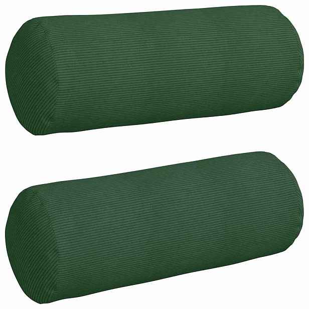 vidaXL Polštáře 2 pcs Tmavě zelená Ø 25 x 70 cm Žebrovaná látka