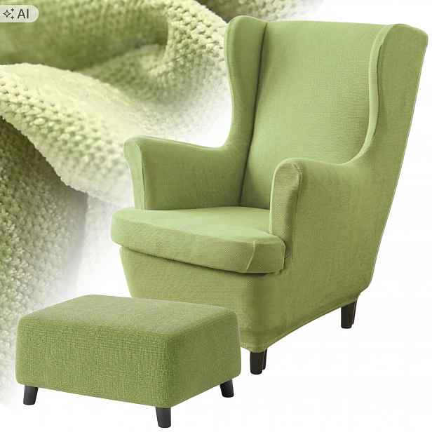 Potah Na Křeslo Ušák Podnožka Taburet Elastický Chenille Šenil Oeko Tex