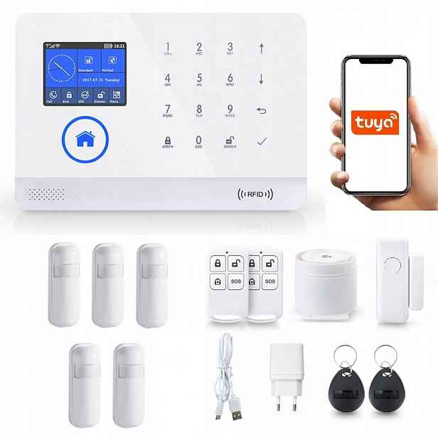 Bezdrátový LCD Alarm 2.4' Gsm WiFi Tuya Smart 5xPIR