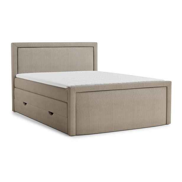 Béžová boxspring postel s úložným prostorem 200x200 cm Fresco – Maison de Rêve