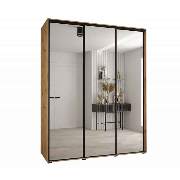 Šatní skříň ASIRI 2 - 200/60 cm, dub artisan / černá