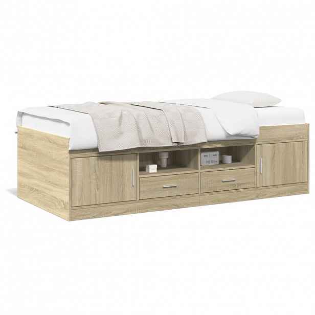 vidaXL Válenda se zásuvkami bez matrace dub sonoma 100 x 200 cm