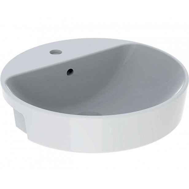 Geberit VariForm - Umyvadlo polozápustné, průměr 50 cm, s přepadem, otvor pro baterii, bílá 500.782.01.2