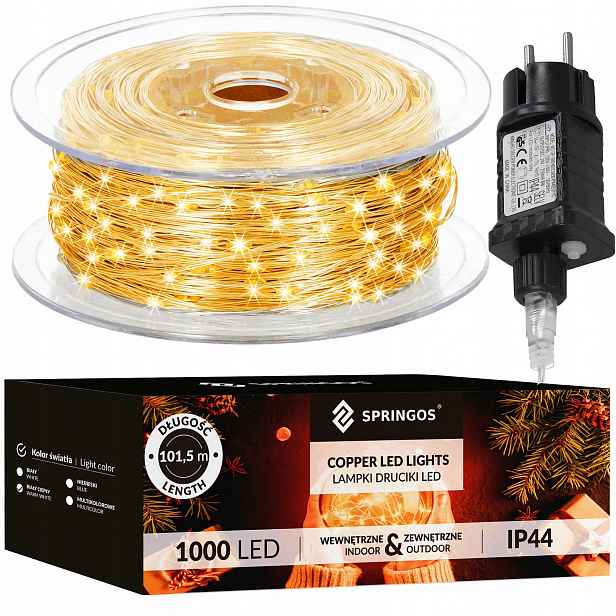 Lampičky Drátky 1000LED 100 M Na Proud Vánočního Stromku Světýlka Žilky Bílá Teplá