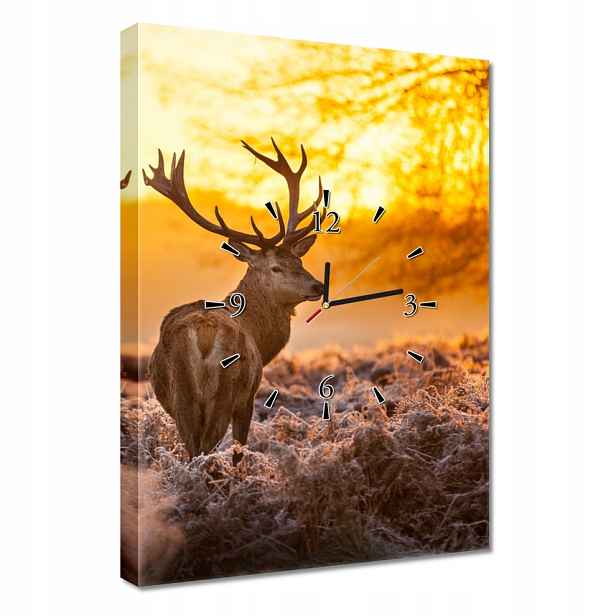 Nástěnné hodiny 40x60 Jelen při západu slunce