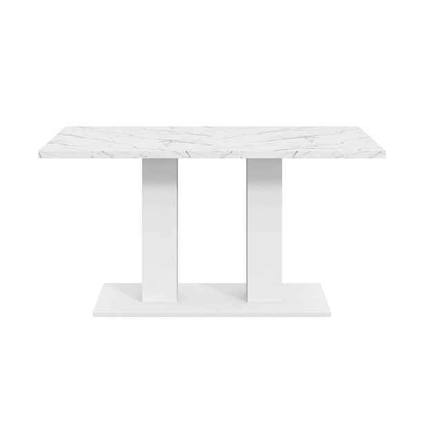 OKWISH JÍDELNÍ stůl 140/180/70 cm bílý z MDF s rozkládací deskou a dvojitou podnoží