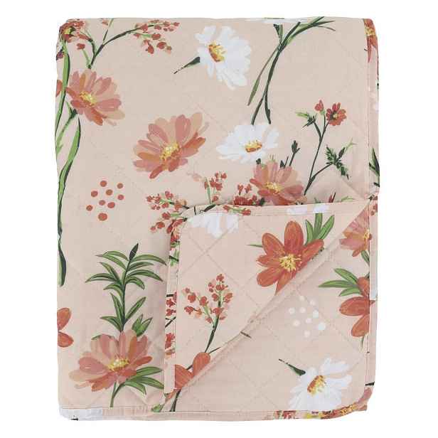 Růžový bavlněný přehoz s květy Aix Quilt Wild Flowers - 130*180 cm Chic Antique