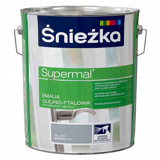 Śnieżka Supermal Olejovo-ftalová Smaltovaná Matná Ocelová Ral 7001 10L