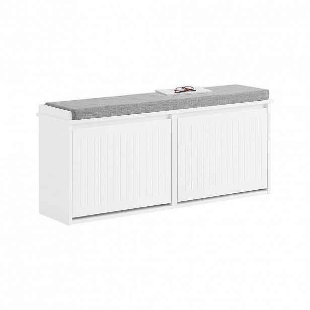 SoBuy BOTNÍK se 2 dveřmi Bílá 100x26x46cm Nordický