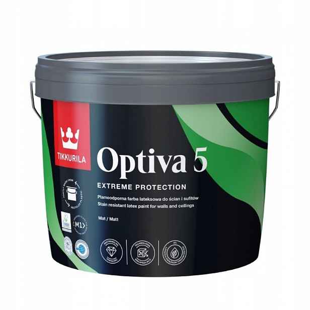 Tikkurila Optiva 5 barva na stěny Bílá, Světlé Barvy 2,7L