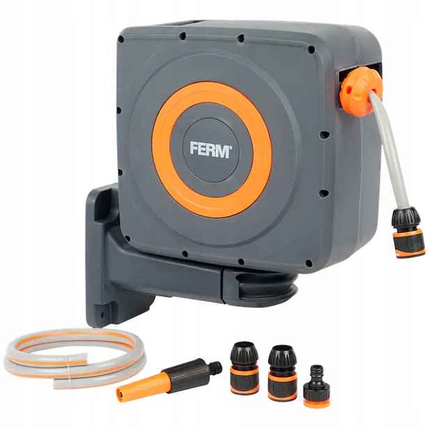 Zahradní Hadice Sada Automatický Buben 15 M Ferm Silný Mechanismus HRA1006
