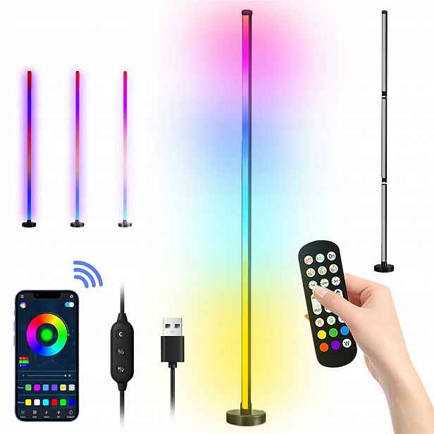 Led Podlahová Lampa Do Obývacího Pokoje Rgb 120 CM 10 W S Aplikací Synchronizace Hudby